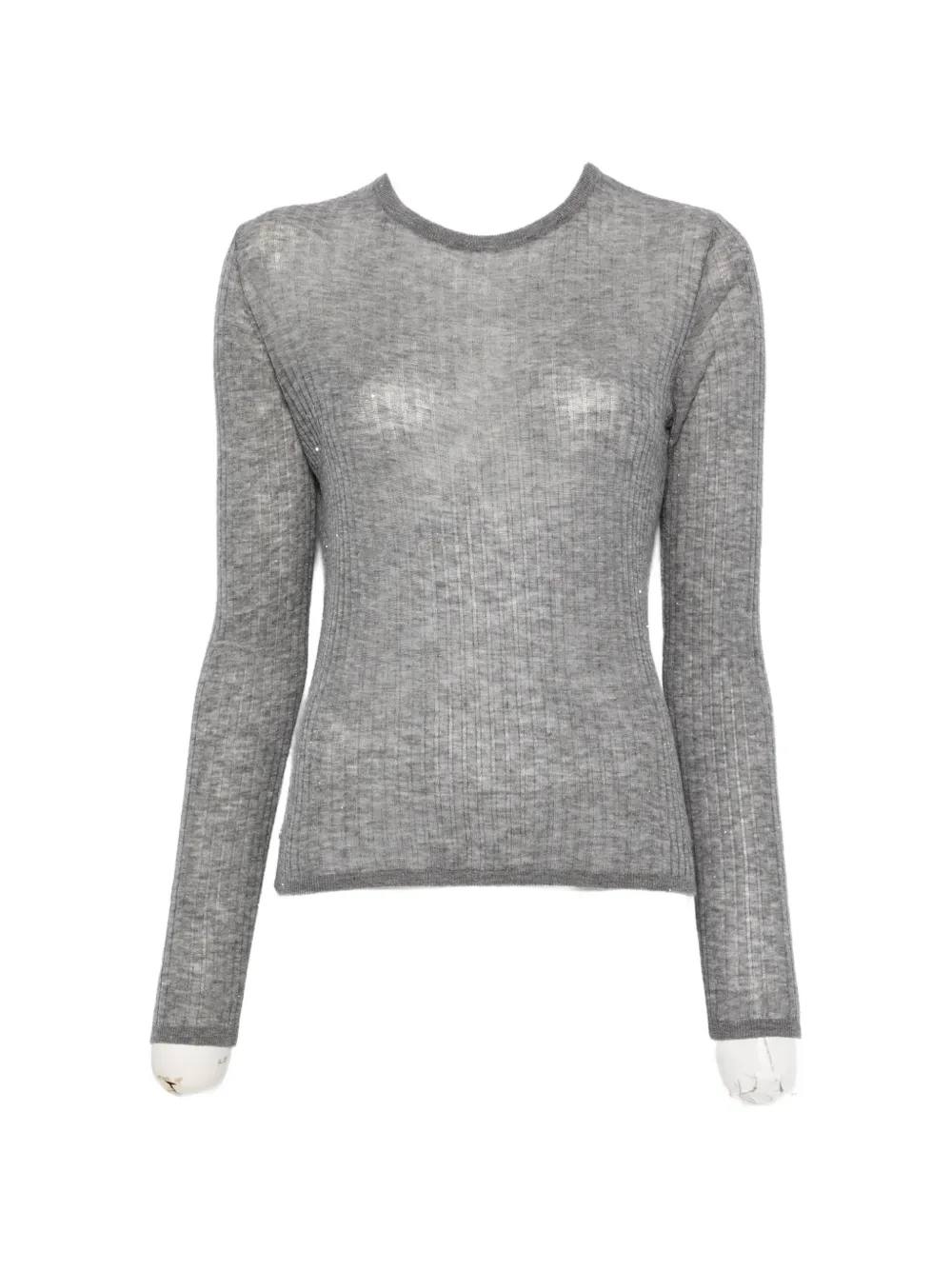 Eleh Ribbed-knit Sequin-embellished Sweater In Gray