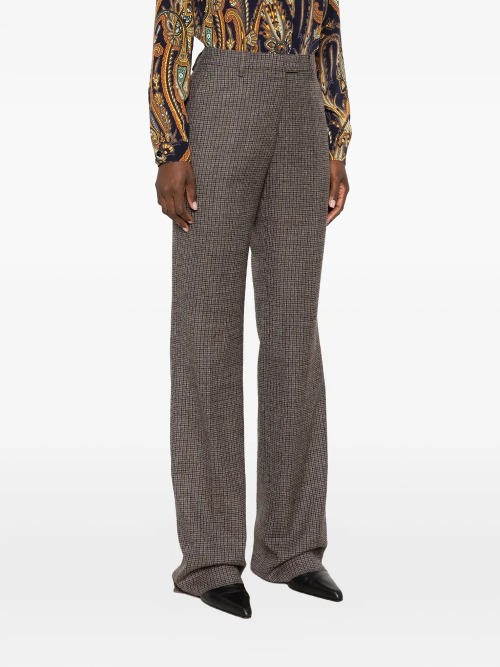 ETRO Geruite straight broek Grijs