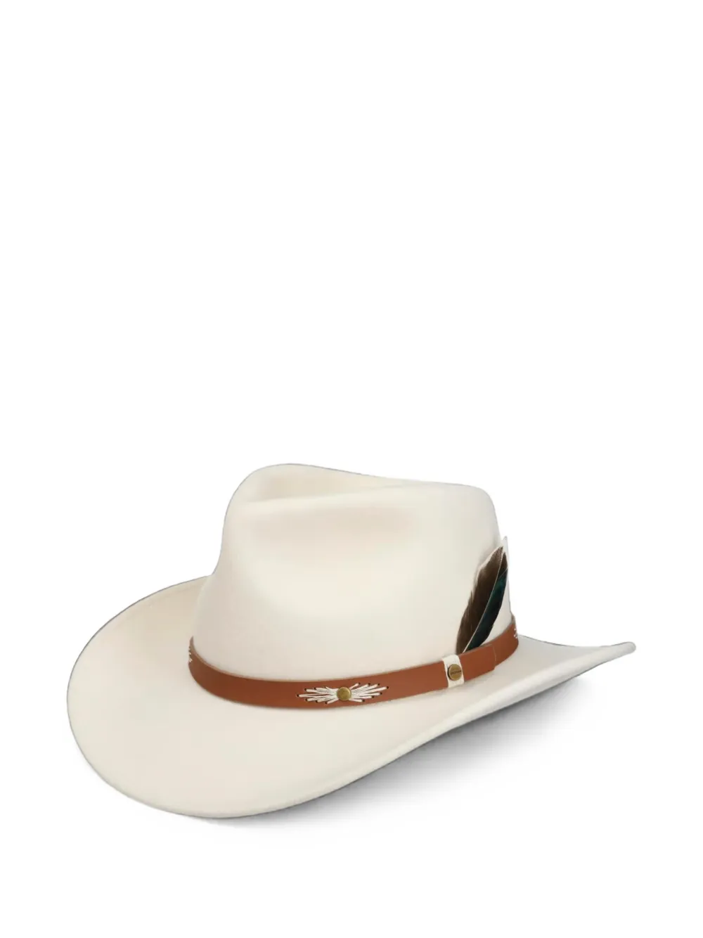 Stetson Feather-detail Felt Hat In White