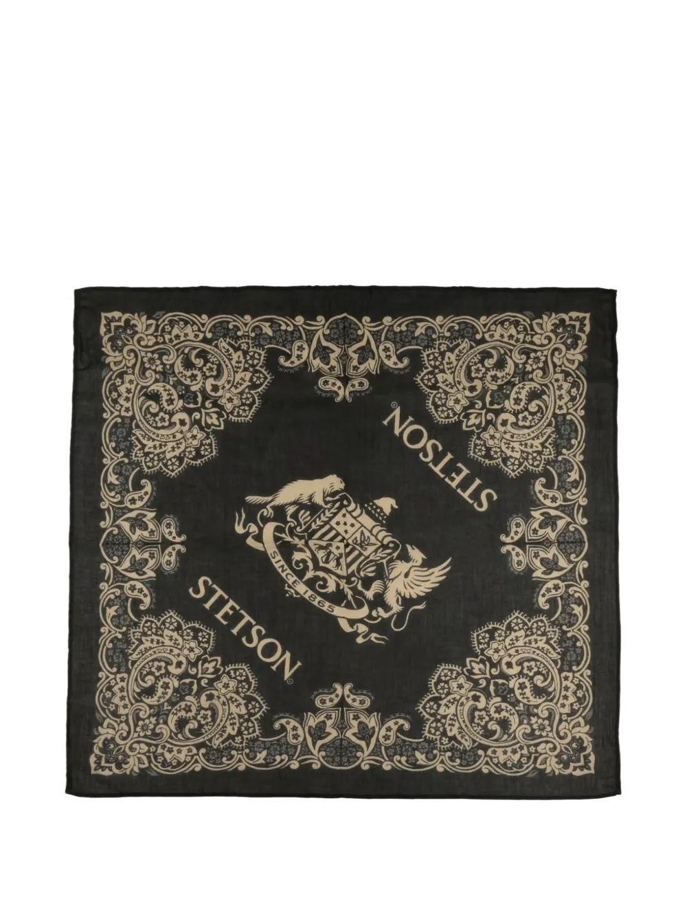 Stetson Logo-print Paisley-pattern Scarf In Black