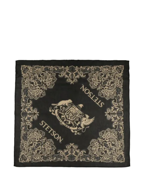 Stetson logo-print paisley-pattern scarf