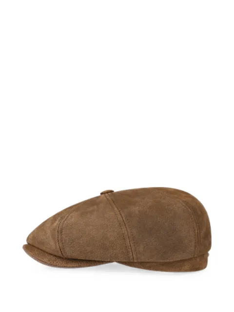 Stetson panelled leather flat cap
