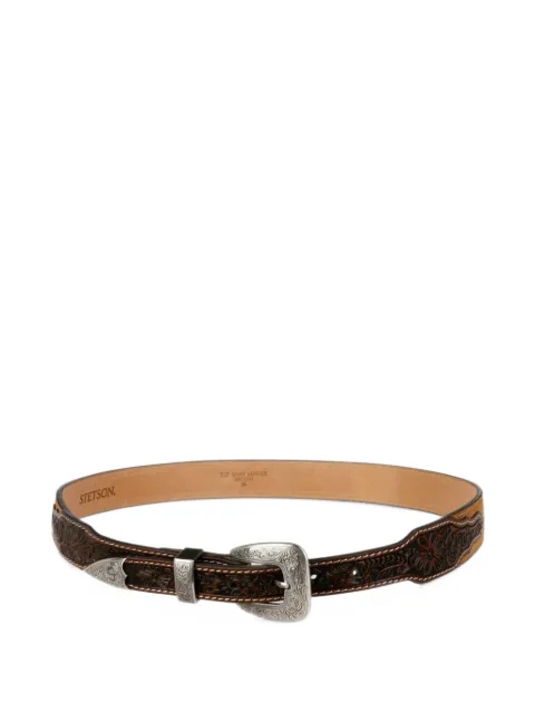 Stetson floral-tooled leather belt