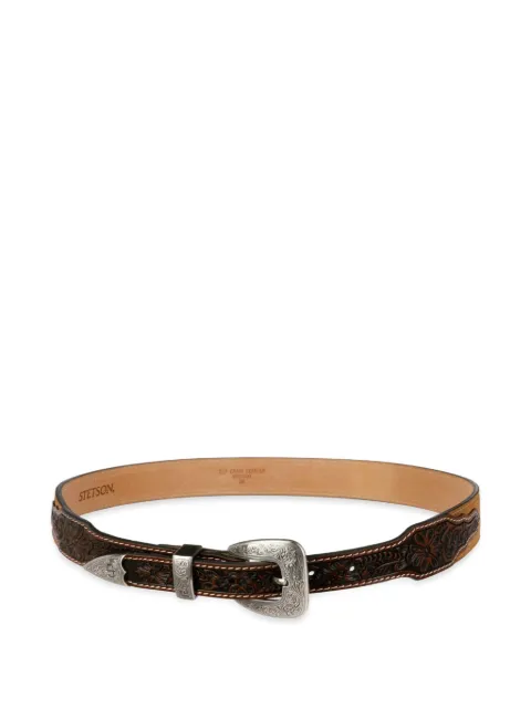 Stetson floral-tooled leather belt