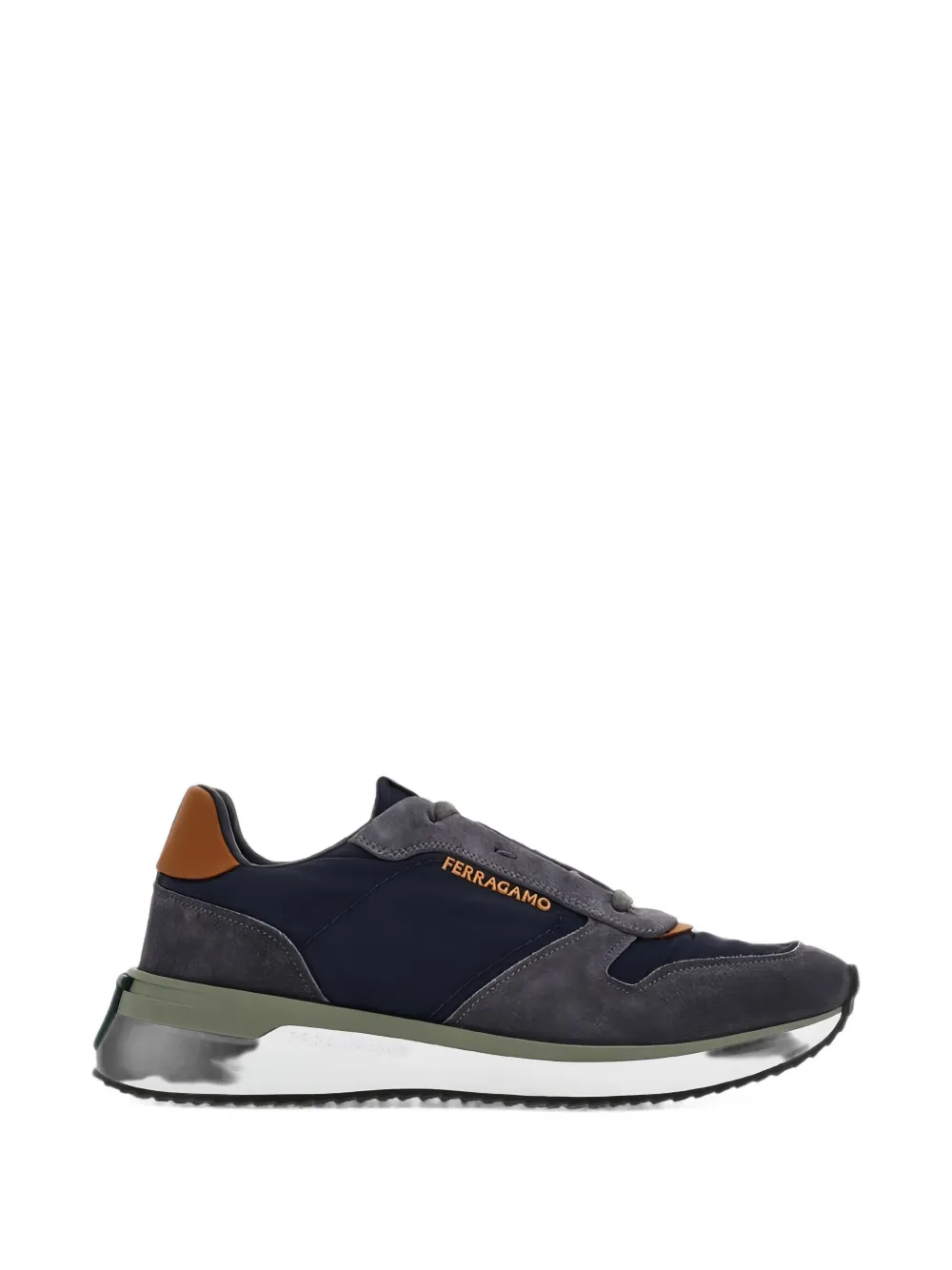 Ferragamo baskets à mélange de matières - Bleu Ferragamo baskets à mélange de matières - Bleu
