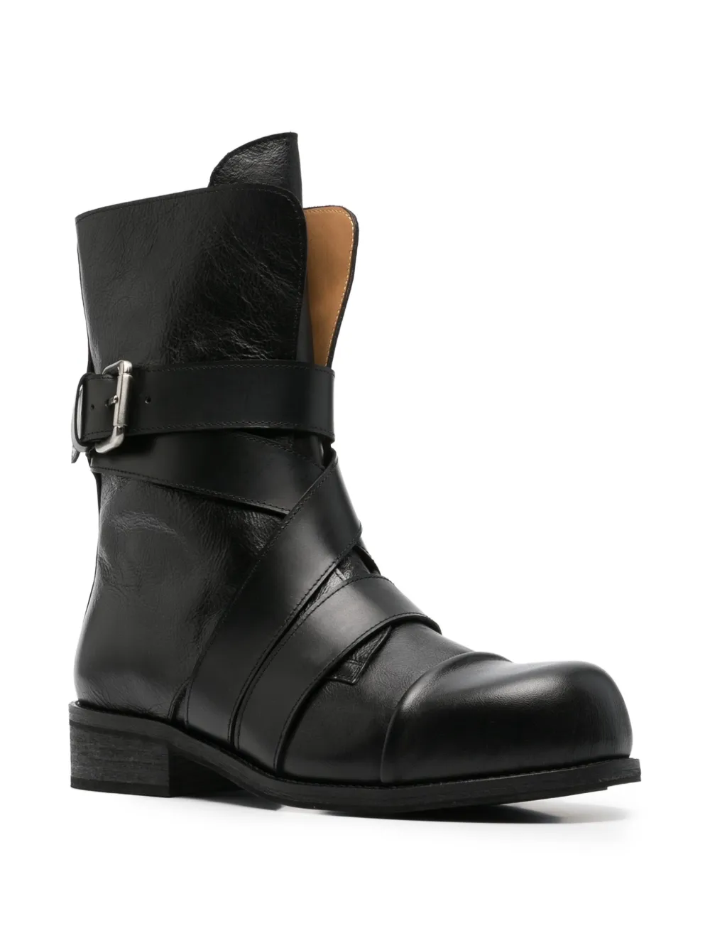 EGONlab. buckled leather boots Zwart
