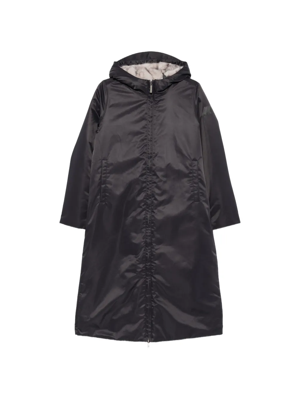K-Way Oller faux-fur hooded coat in Black