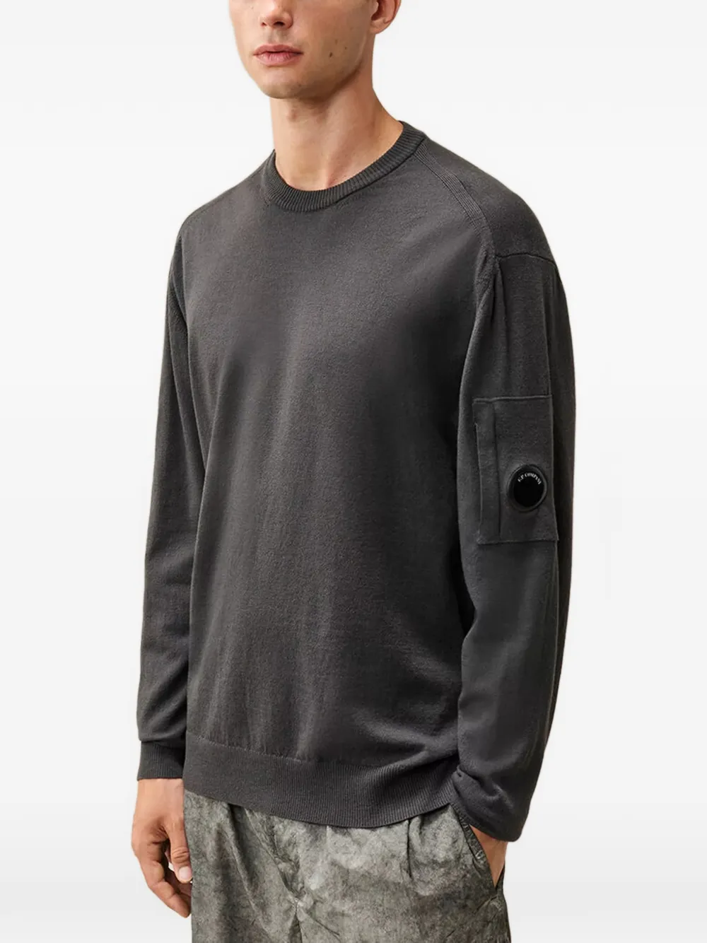 C.P. Company extrafine merino wool lens crewneck sweater Grijs