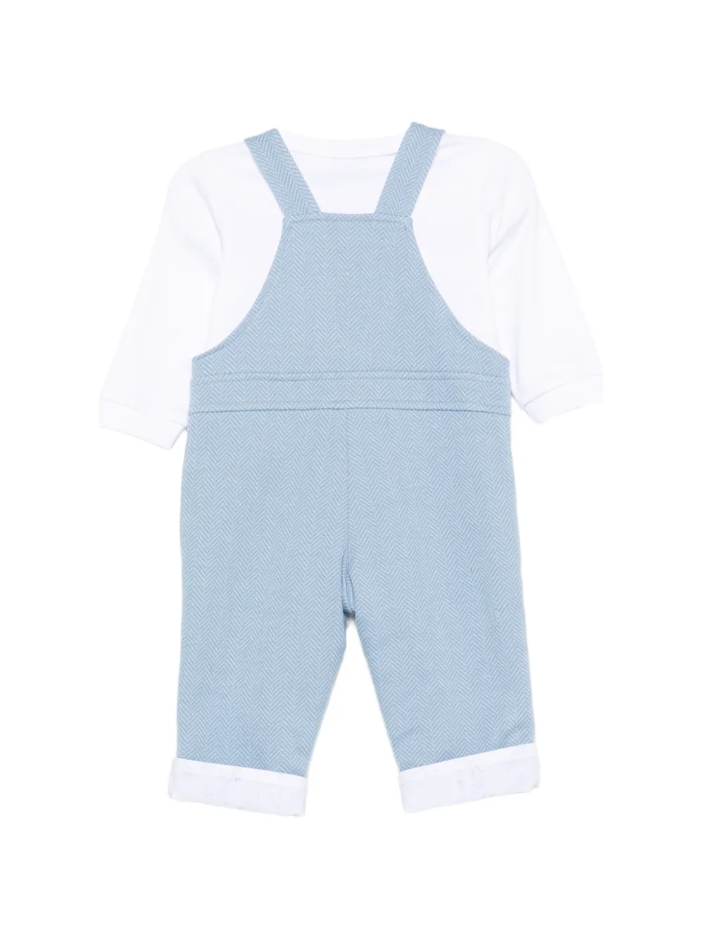 Givenchy Kids Tweedelige set met T-shirt en tuinbroek met visgraat-patroon Blauw