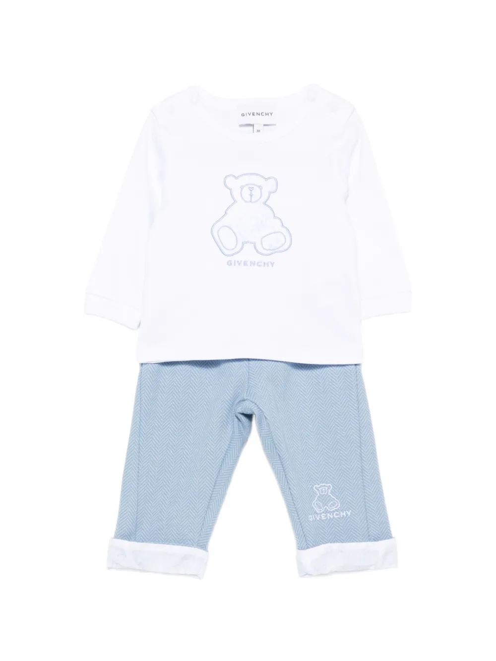 Givenchy Kids Drie broeken met visgraat-patroon en geborduurd logo Blauw
