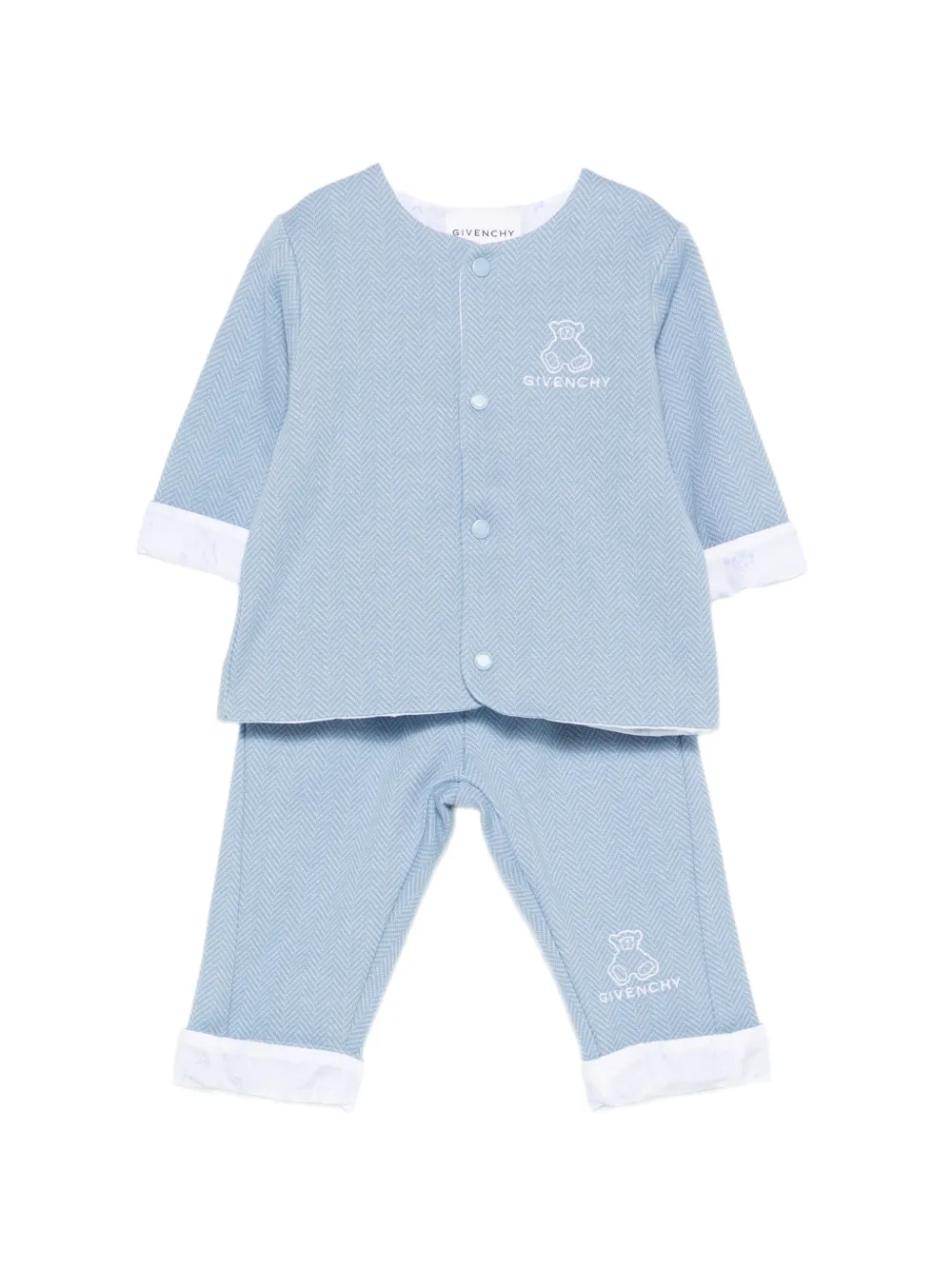 Givenchy Kids Drie broeken met visgraat-patroon en geborduurd logo Blauw