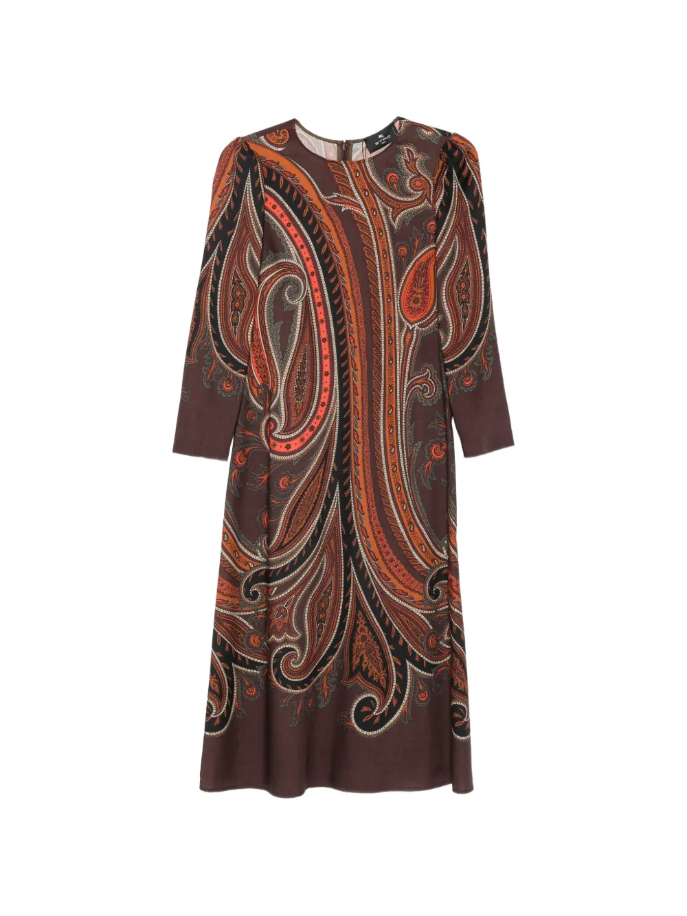 ETRO Paisley-print long-sleeve dress - Marrone