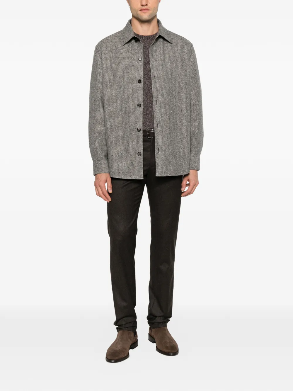 Zegna Shirtjack met visgraat-patroon Grijs