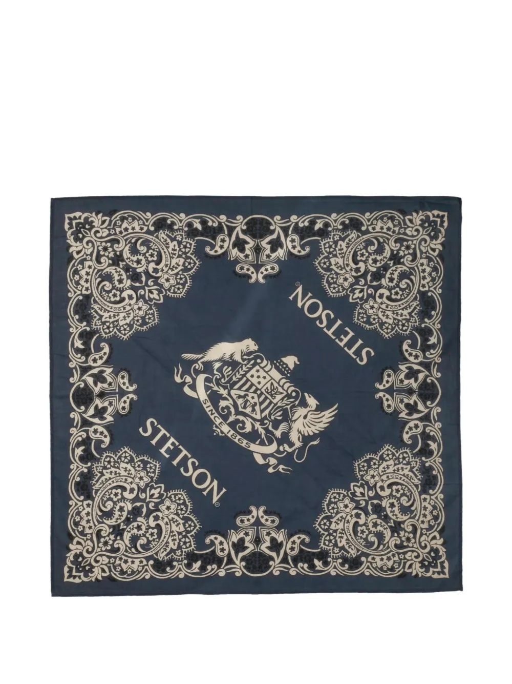 Stetson paisley-print logo-print scarf - Blu