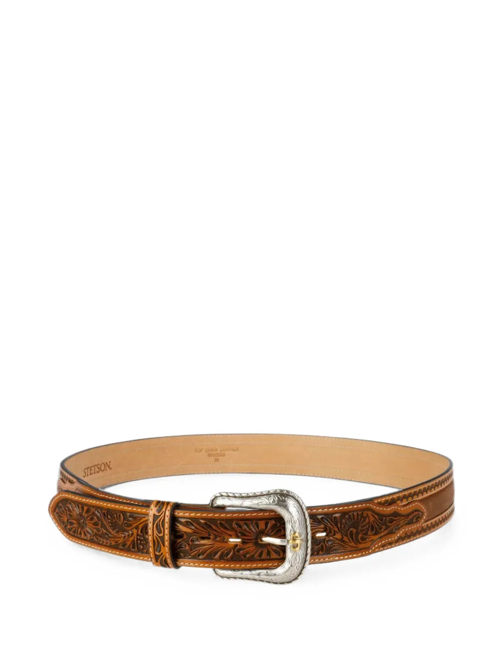 Stetson floral-tooled leather belt