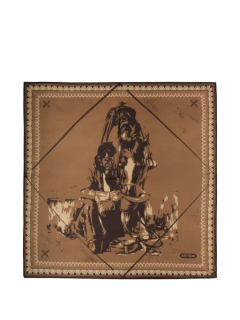 Stetson graphic-print cotton scarf