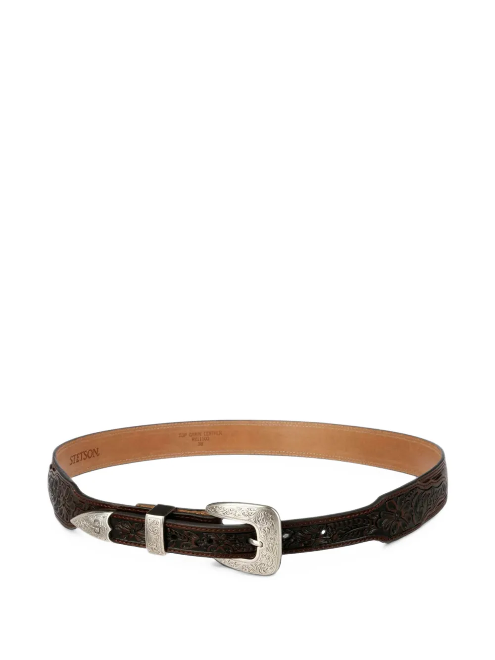 Stetson croc-effect floral-tooled belt