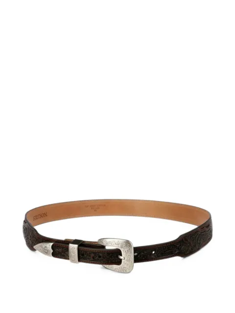 Stetson croc-effect floral-tooled belt