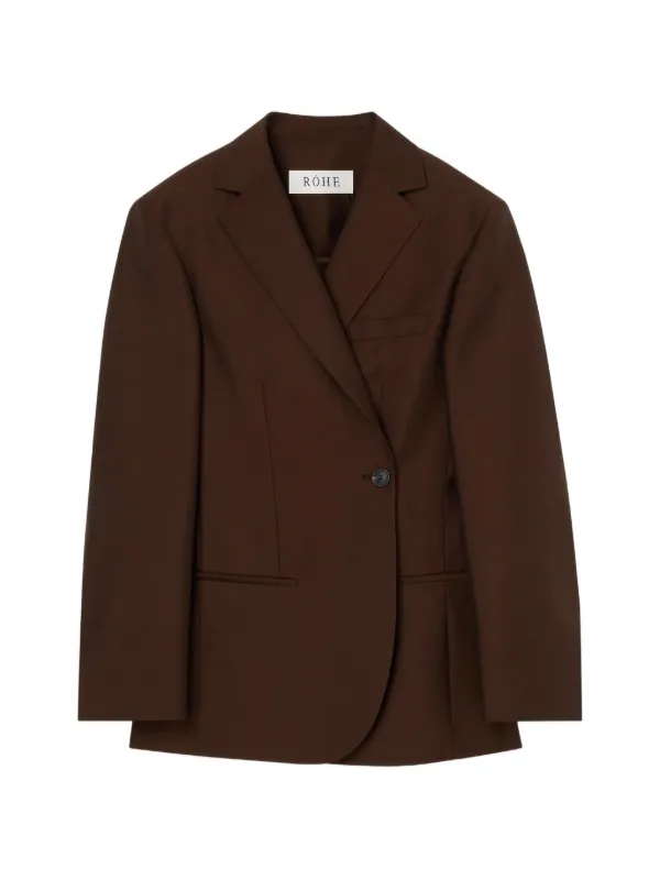 Róhe Piqué Overlap Suit Jacket in Brown