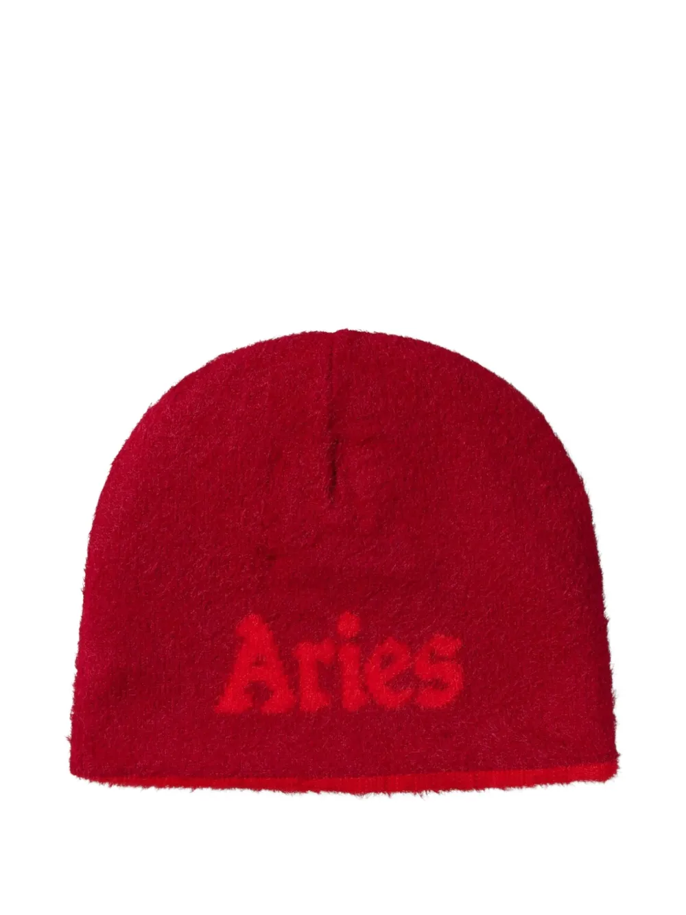 Aries Skull fluffy reversible beanie hat - Rosso