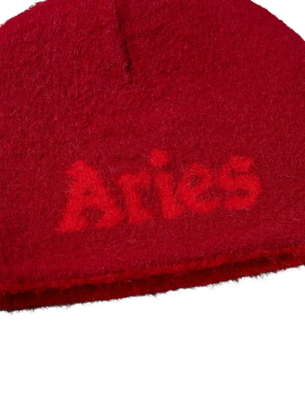 Aries Skull fluffy reversible beanie hat Rood