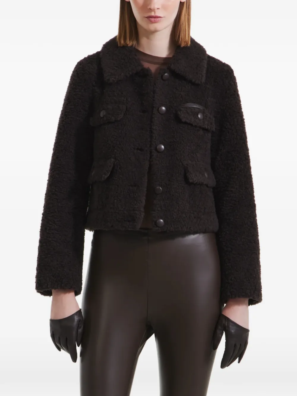 Rudsak Blair Cropped Shearling Jacket In Black
