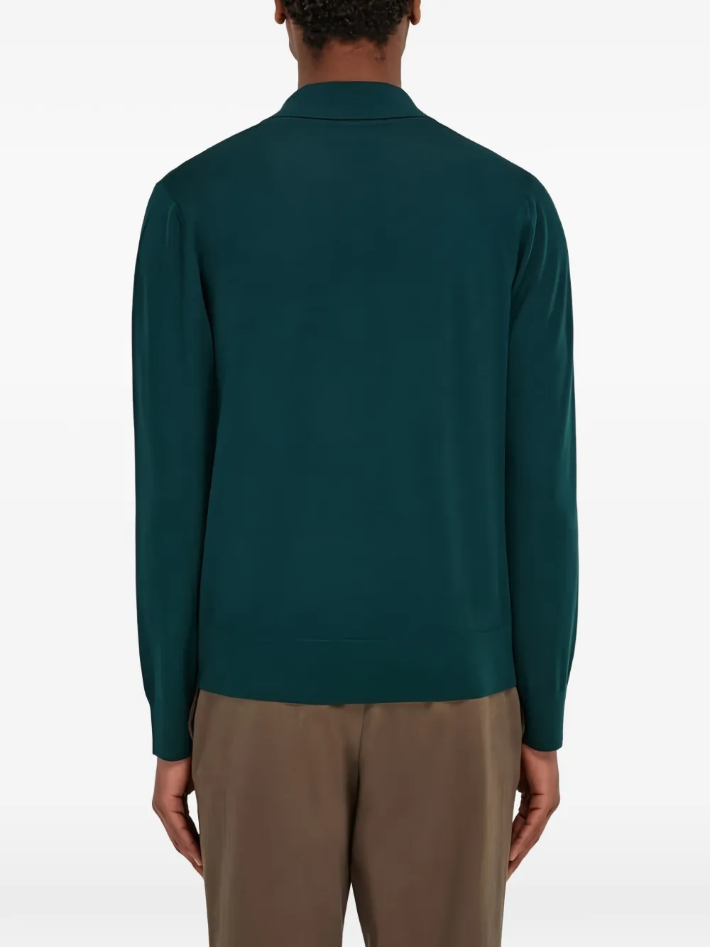 Ferragamo long-sleeve wool polo shirt Groen
