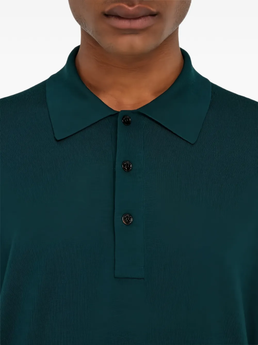 Ferragamo long-sleeve wool polo shirt Groen
