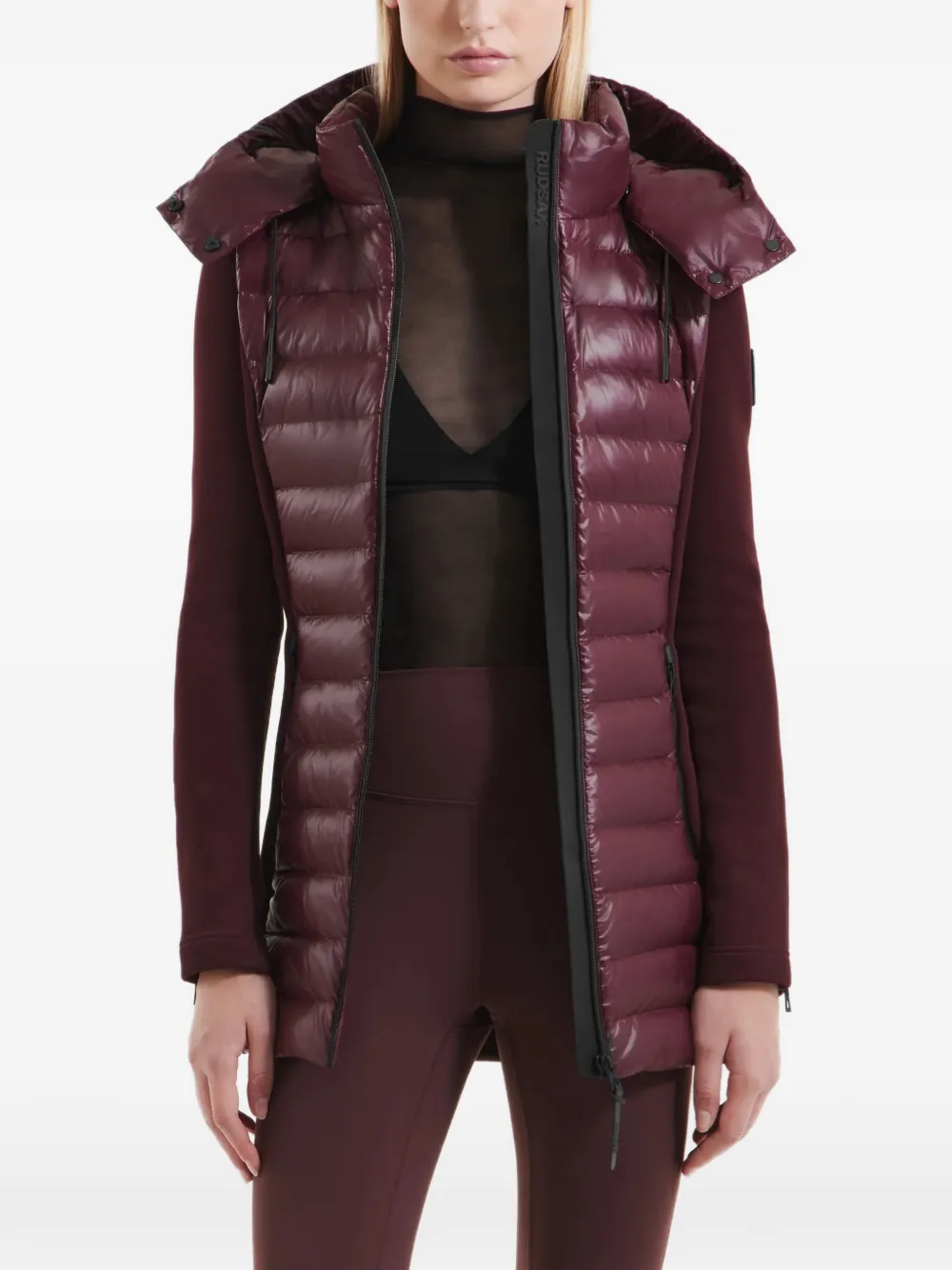 Rudsak Quilted Hooded Coat In Burgundy