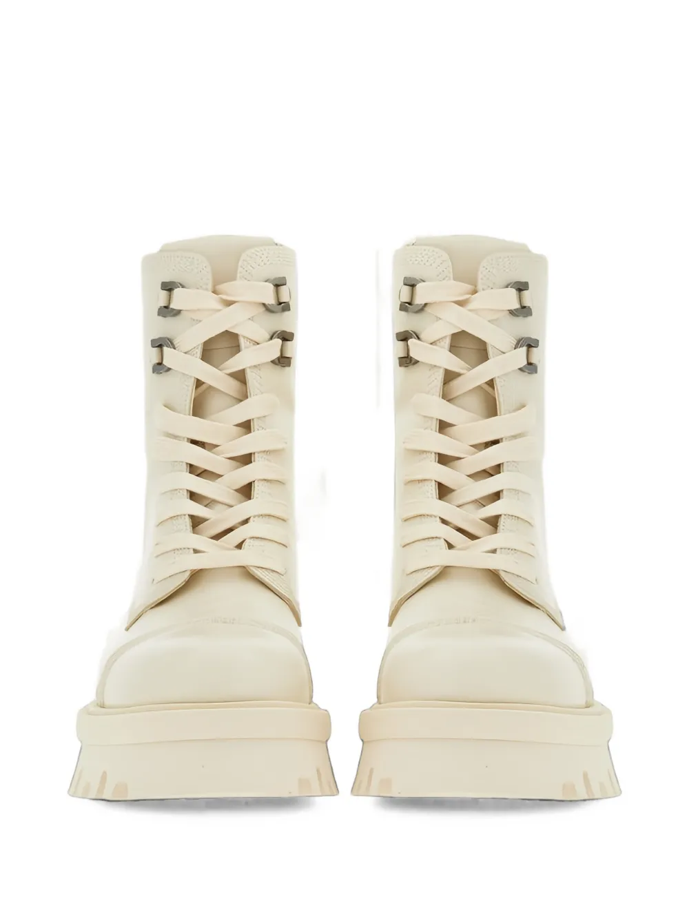 Ferragamo lace-up leather combat boots Wit
