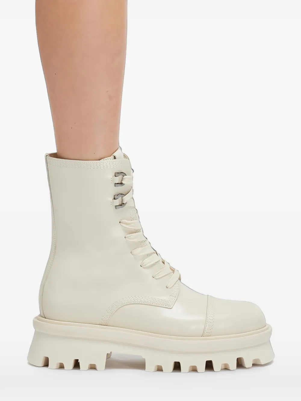 Ferragamo lace-up leather combat boots Wit