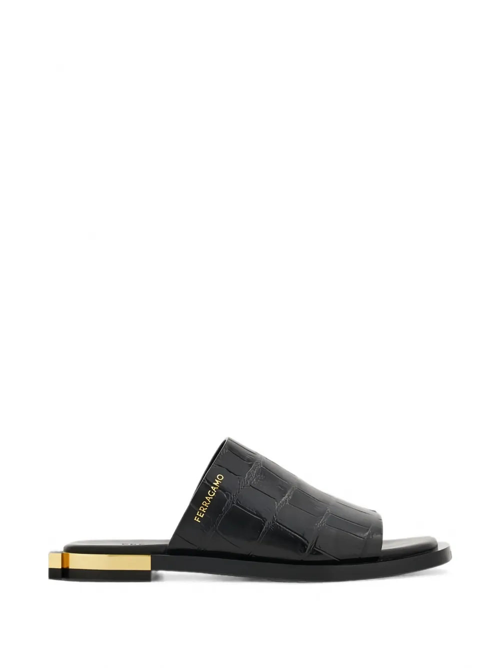 Ferragamo sandales en cuir à effet peau de crocodile - Noir Ferragamo sandales en cuir à effet peau de crocodile - Noir