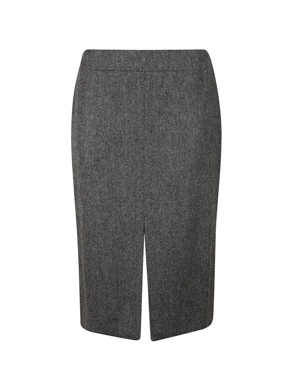 Sa Su Phi Herringbone-pattern Front-slit Midi Skirt In Grey