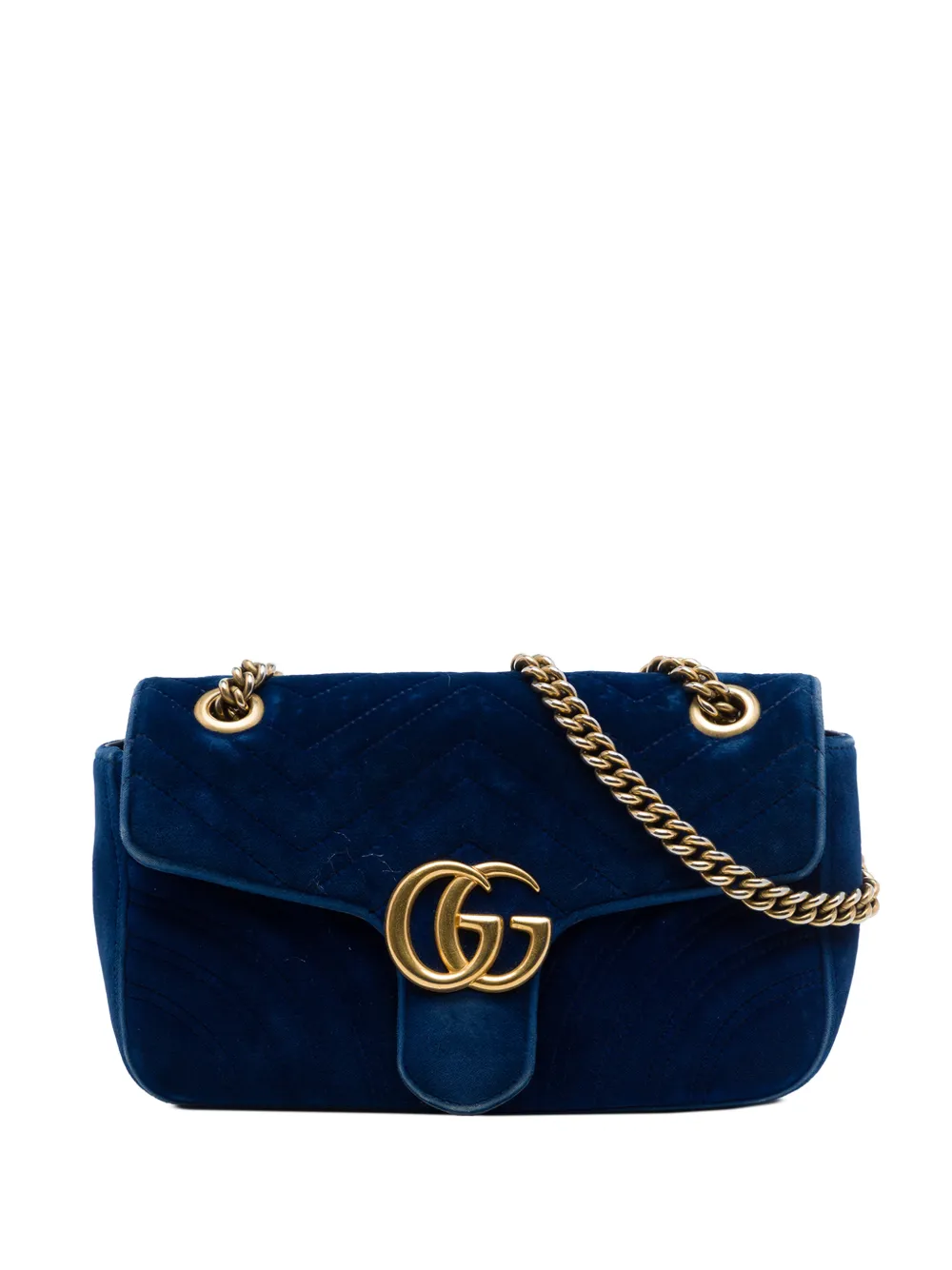 Gucci Pre-Owned 2016-2026 Medium GG Marmont Matelasse Velvet shoulder bag - Blue