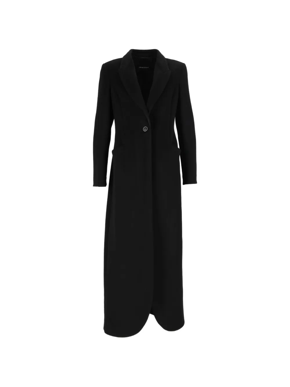 Emporio Armani long single-breasted coat in double-melange virgin wool - Nero