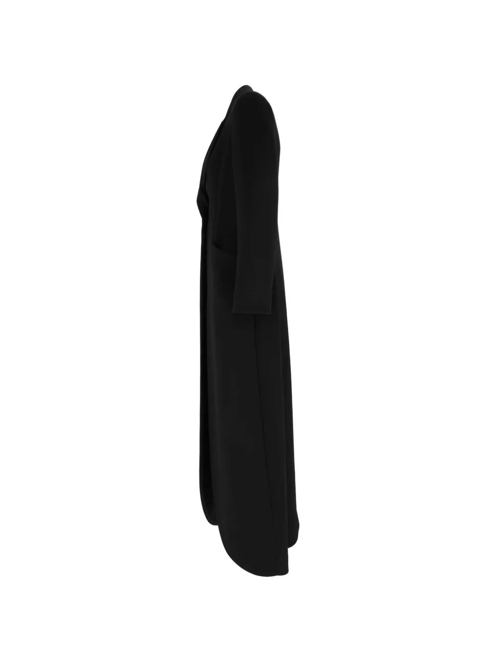 Emporio Armani Lange jas met enkele rij knopen en dubbele melange scheerwol Zwart