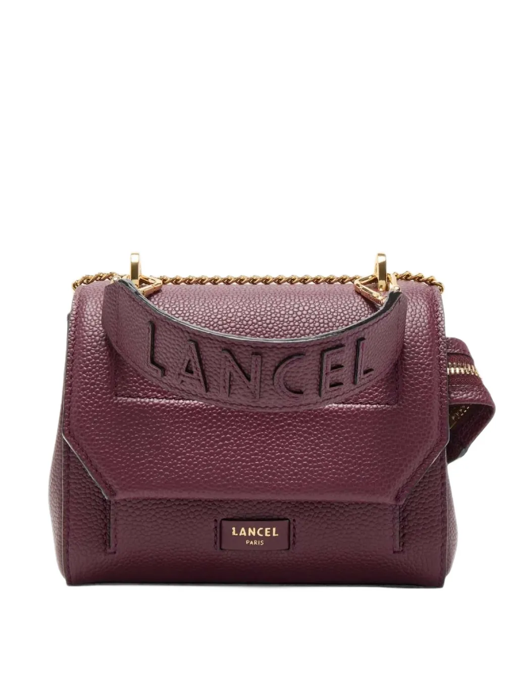 Lancel Ninon logo-embossed pebbled shoulder bag Paars