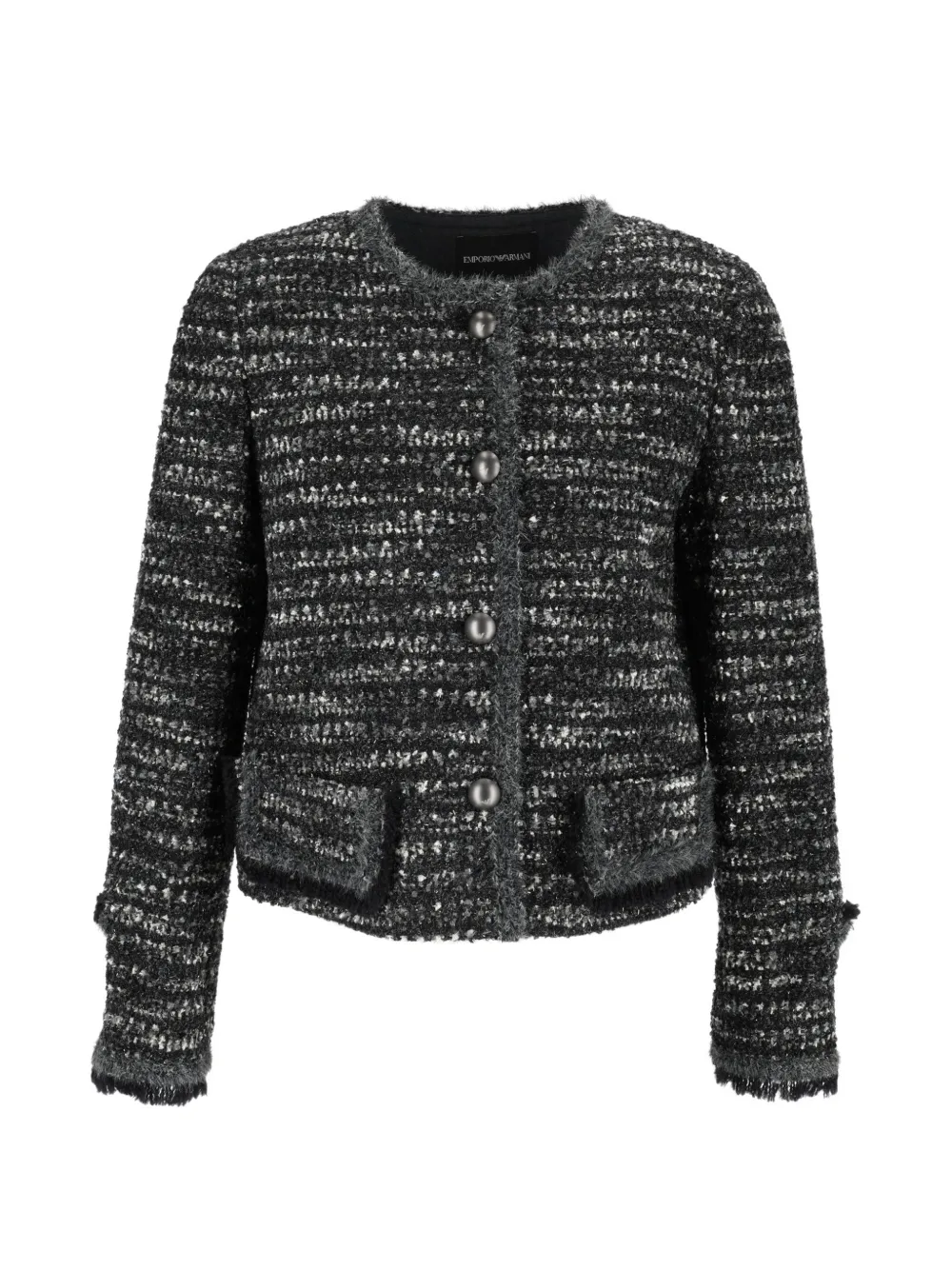 Emporio Armani tweed fringed jacket - Nero