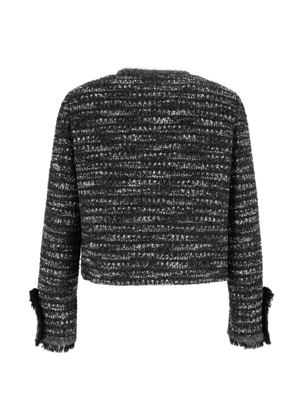 Emporio Armani Tweed jack met franje Zwart