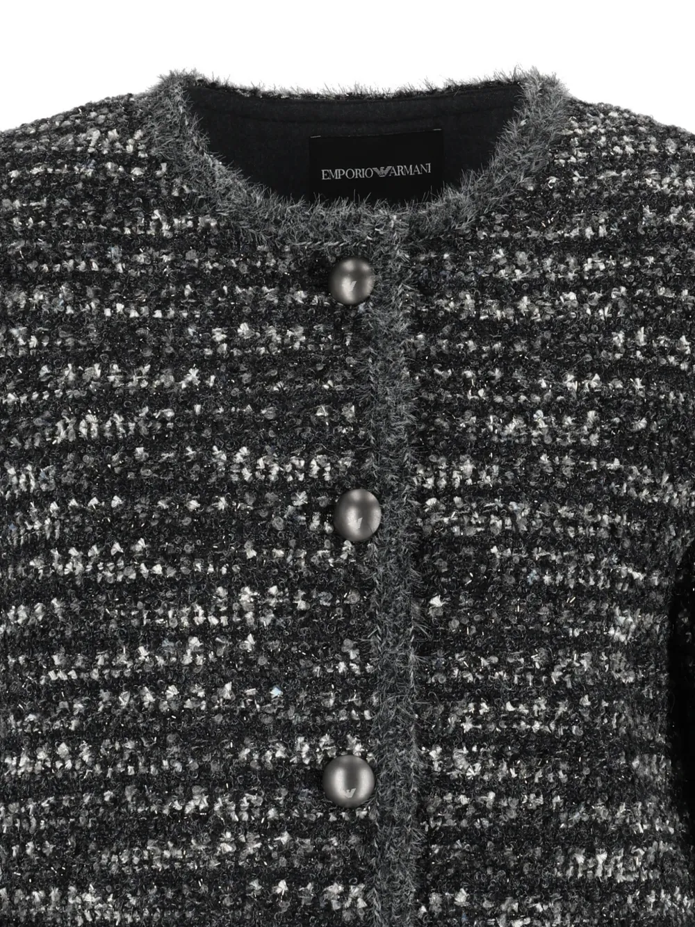 Emporio Armani Tweed jack met franje Zwart