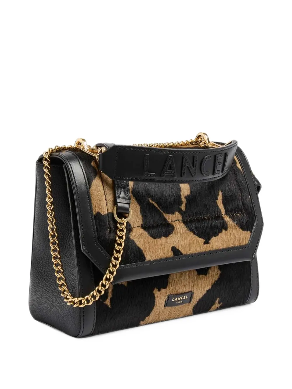 Lancel Ninon animal-print shoulder bag Zwart