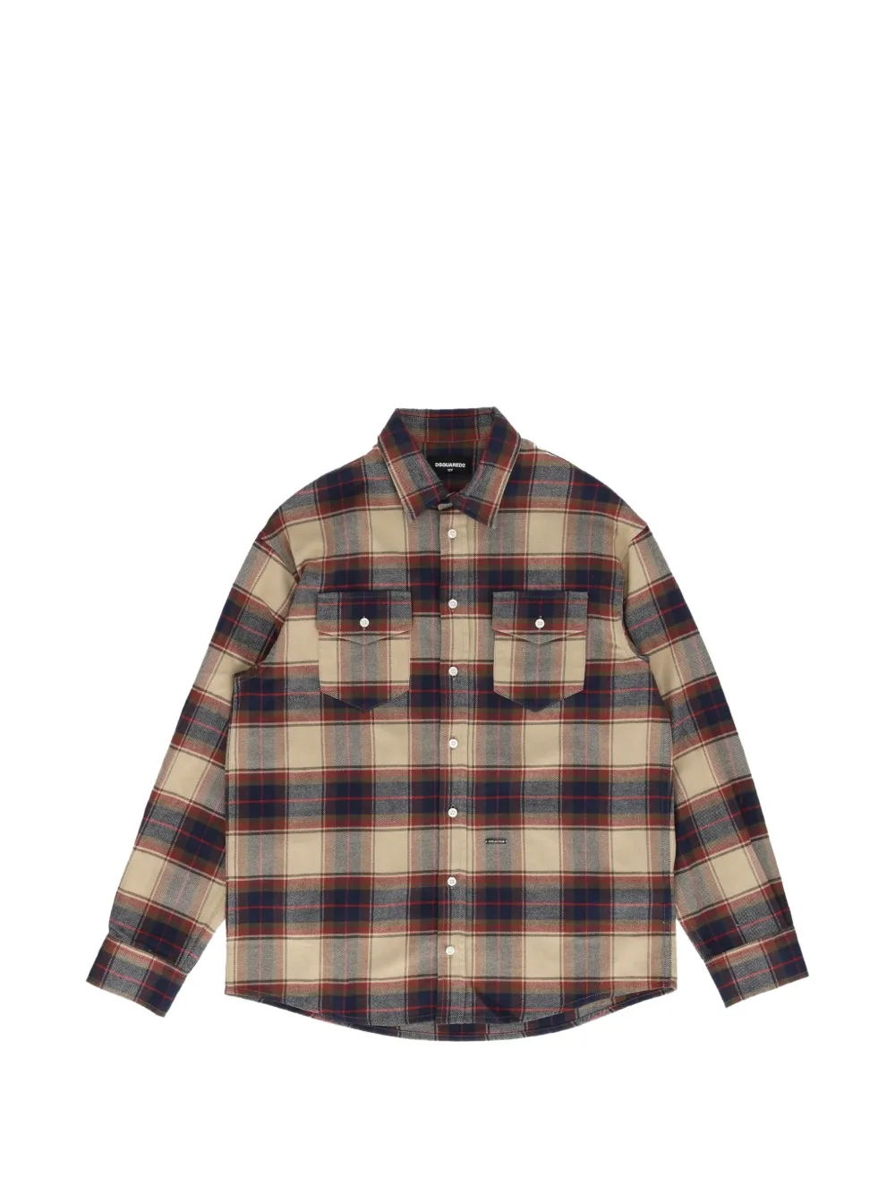 DSQUARED2 KIDS check-pattern button-up oversized shirt - Toni neutri