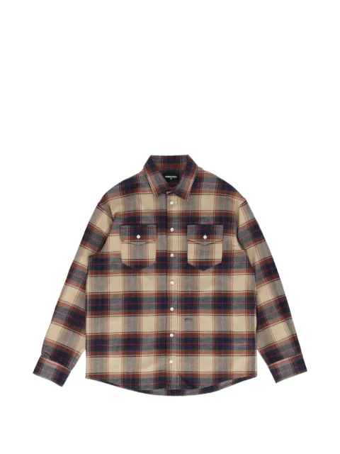 DSQUARED2 KIDS check-pattern button-up oversized shirt