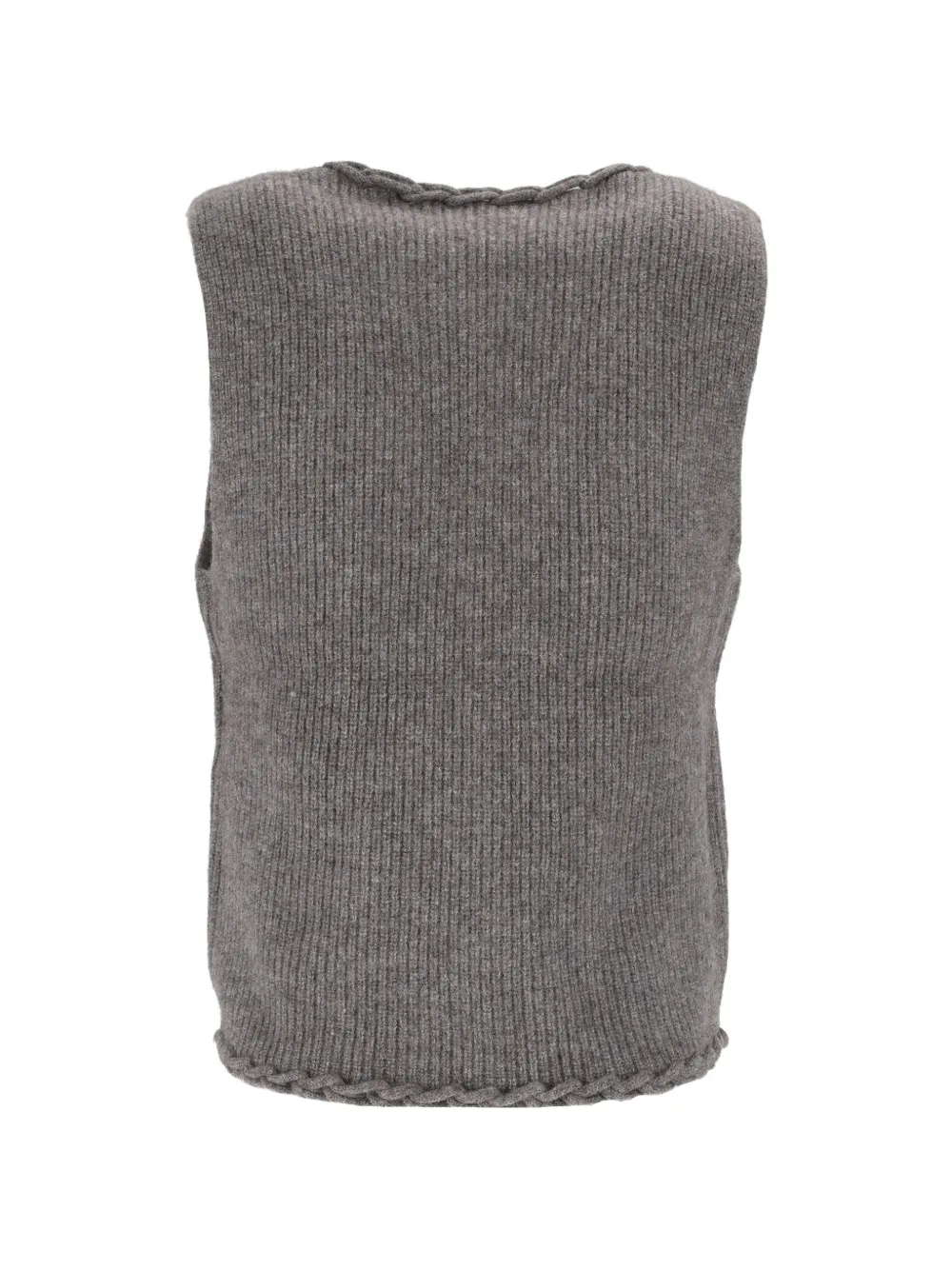 Emporio Armani braided-trim sleeveless cardigan Grijs