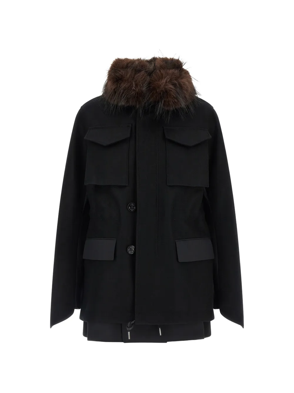 sacai faux-fur collar jacket · 2