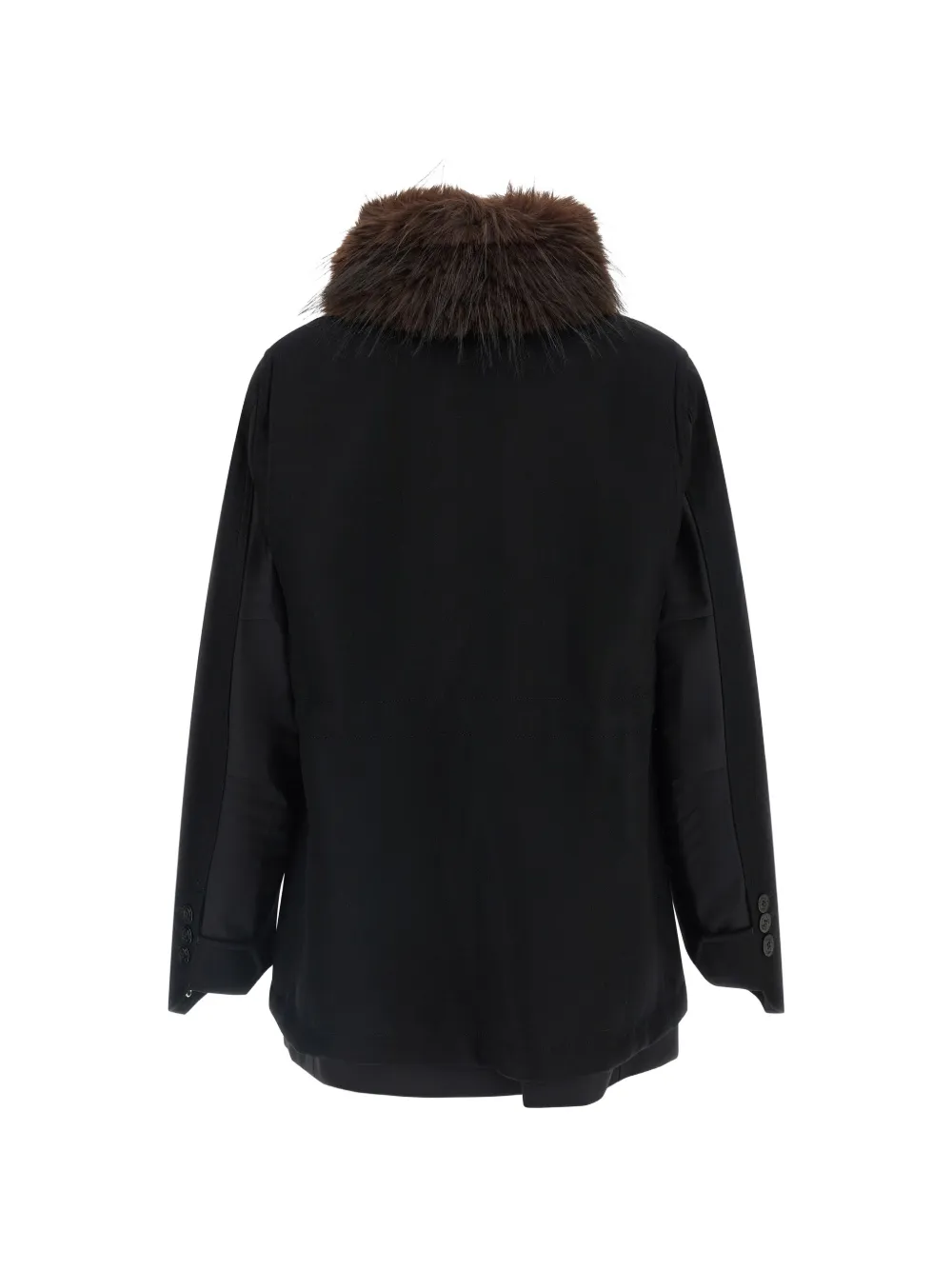 sacai Jack met kraag van imitatiebont Zwart