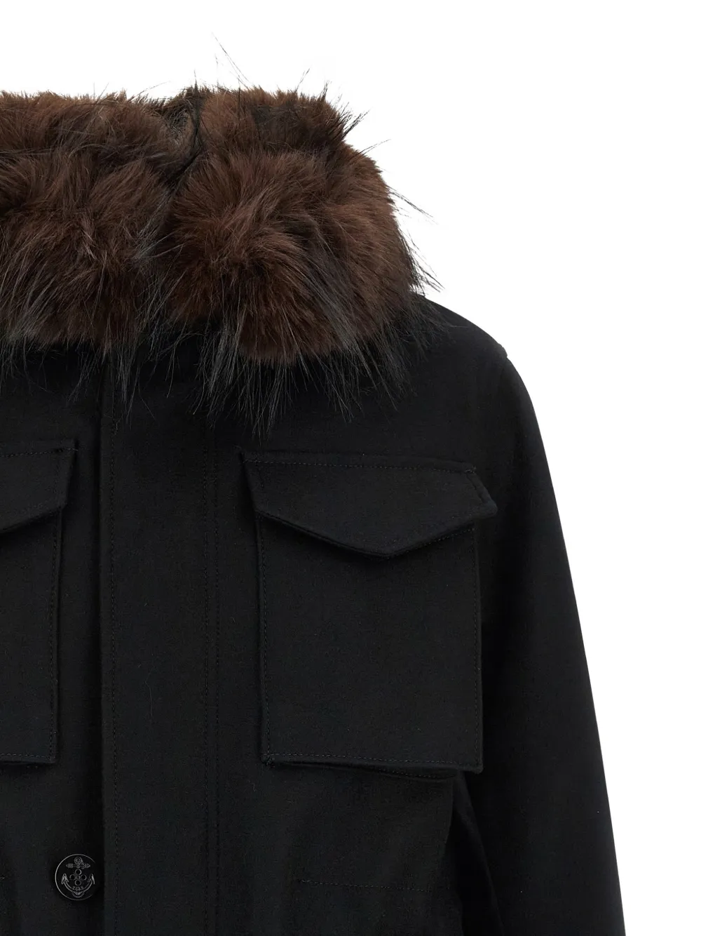 sacai Jack met kraag van imitatiebont Zwart