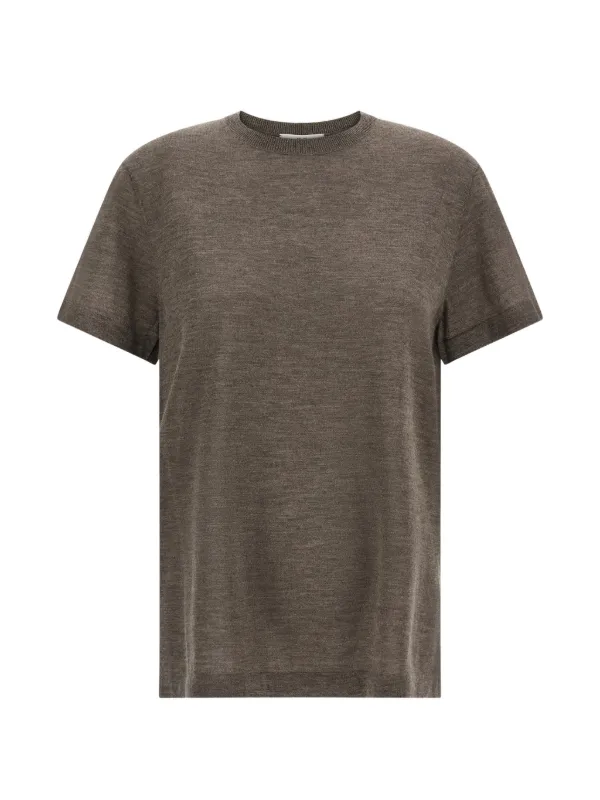 Co Cashmere Knitted T-shirt in Brown