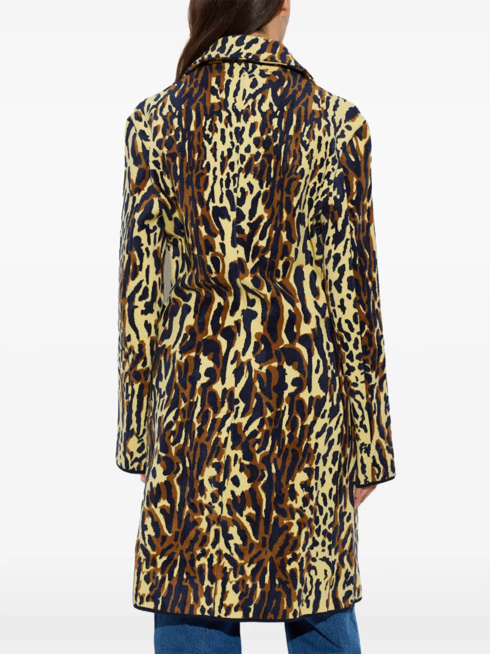 Marni Chenille wollen jas met gele animalier Geel