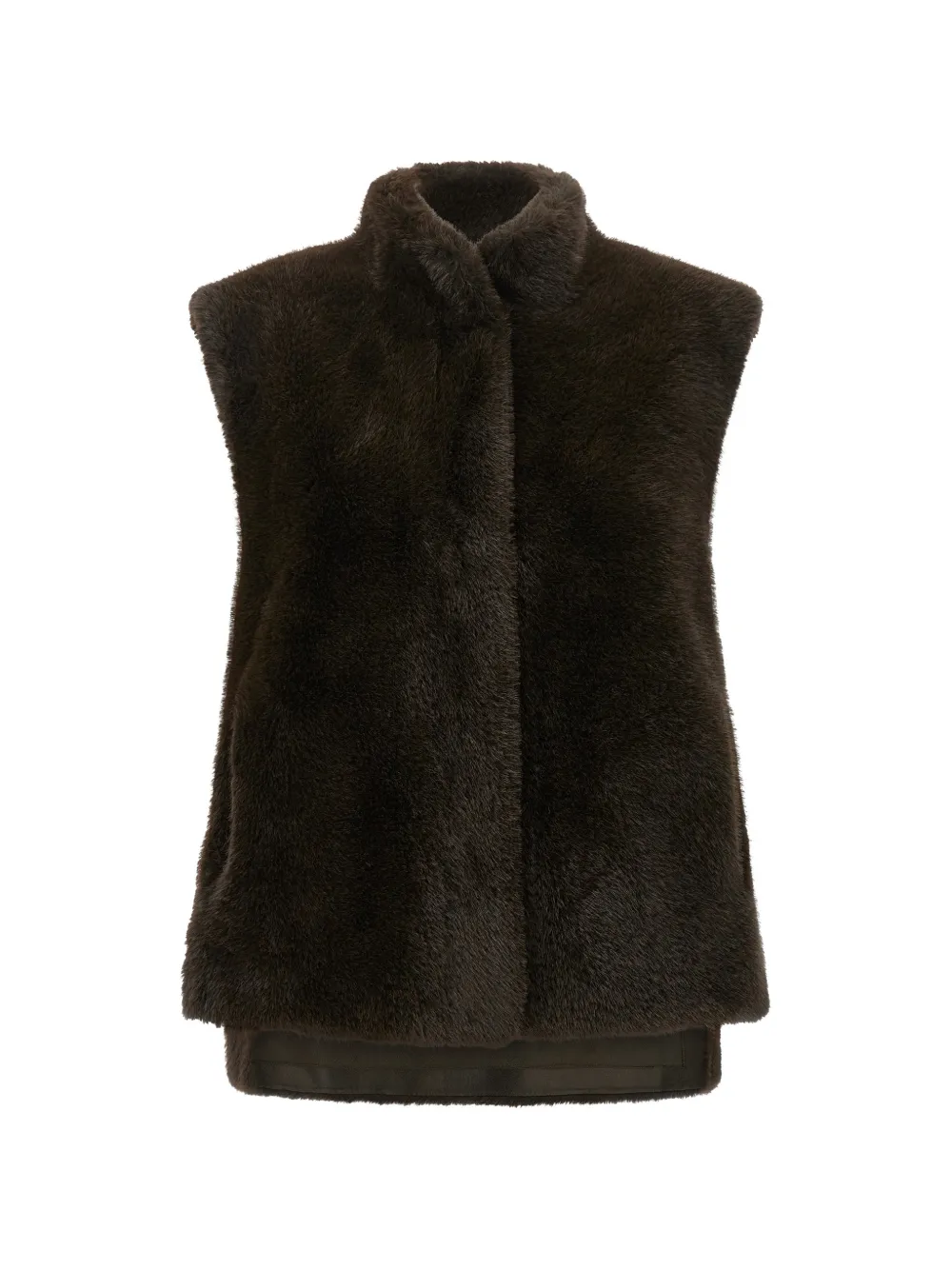 LOU ANDREA faux-fur side-slit vest